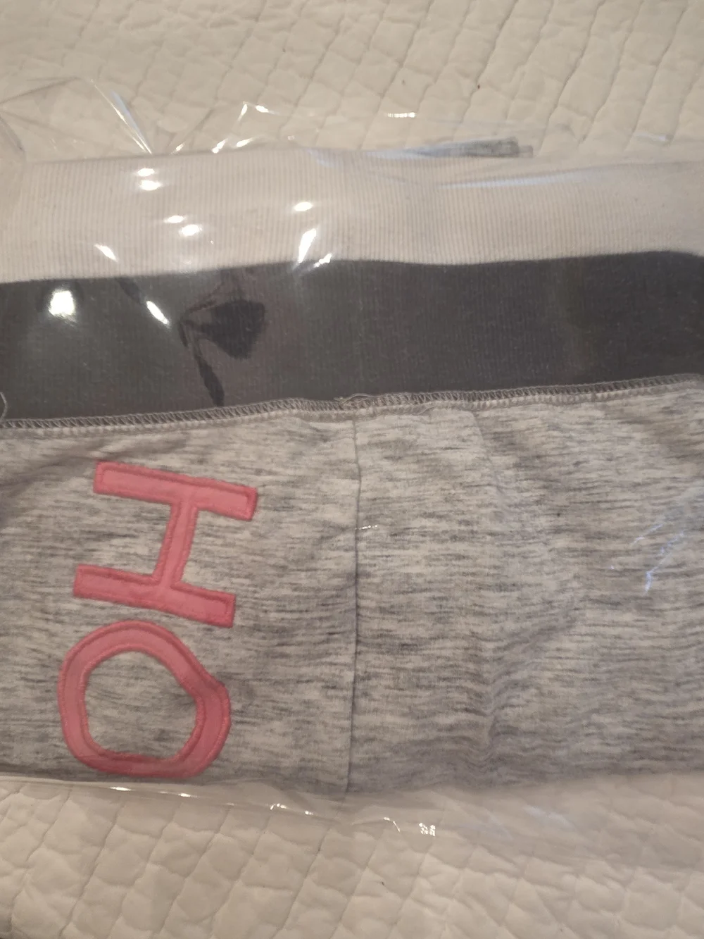 Hollister Girls' Gray Sweatpants with Pink Logo Size Medium